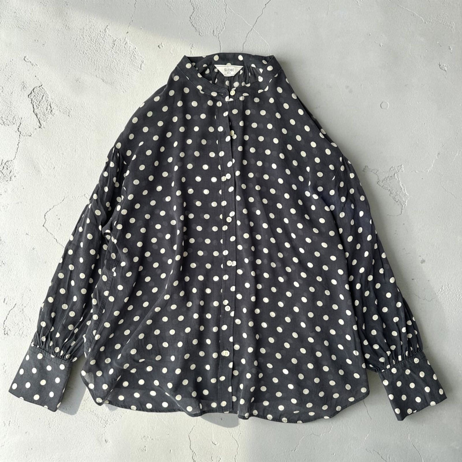 SLOBE IENA イエナ ボリュームスリーブ ドット ブラウス キュプラ 