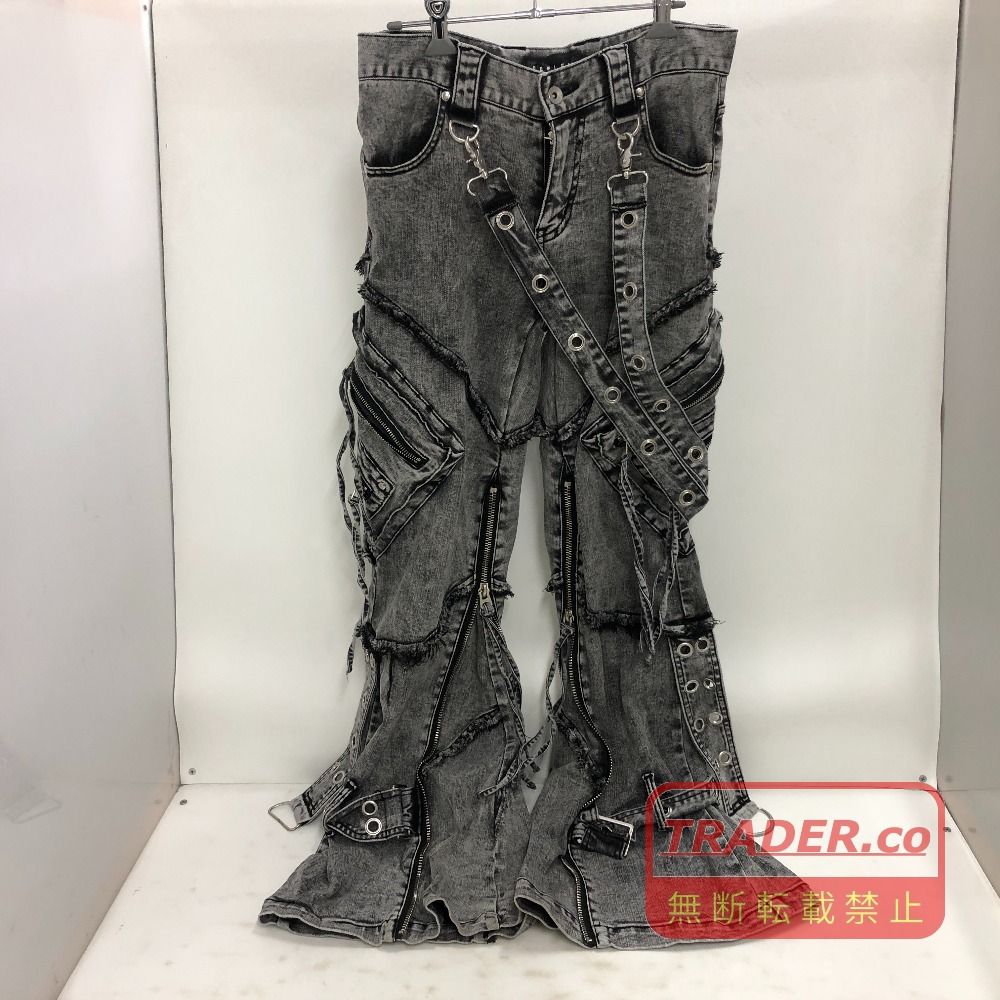 サスペンダー付き加工デザインワイドフレアデニムレフレム値下げしましたー 02w28211 REFLEM レフレム デザインワイドフレアデニム サスペンダー