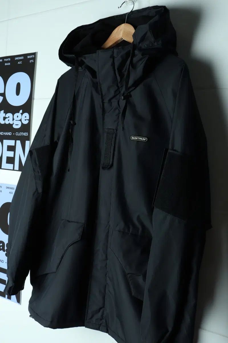 (L-2XL) SAINTPAIN(セイントペイン) ジップアップ ウィンドブレーカー アウター ジャケット フィールド ブラック-H39555
