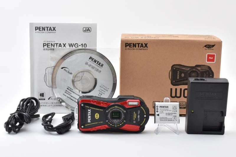 実用光学美品 箱あり Pentax ペンタックス WG-10 赤 レッド 防水