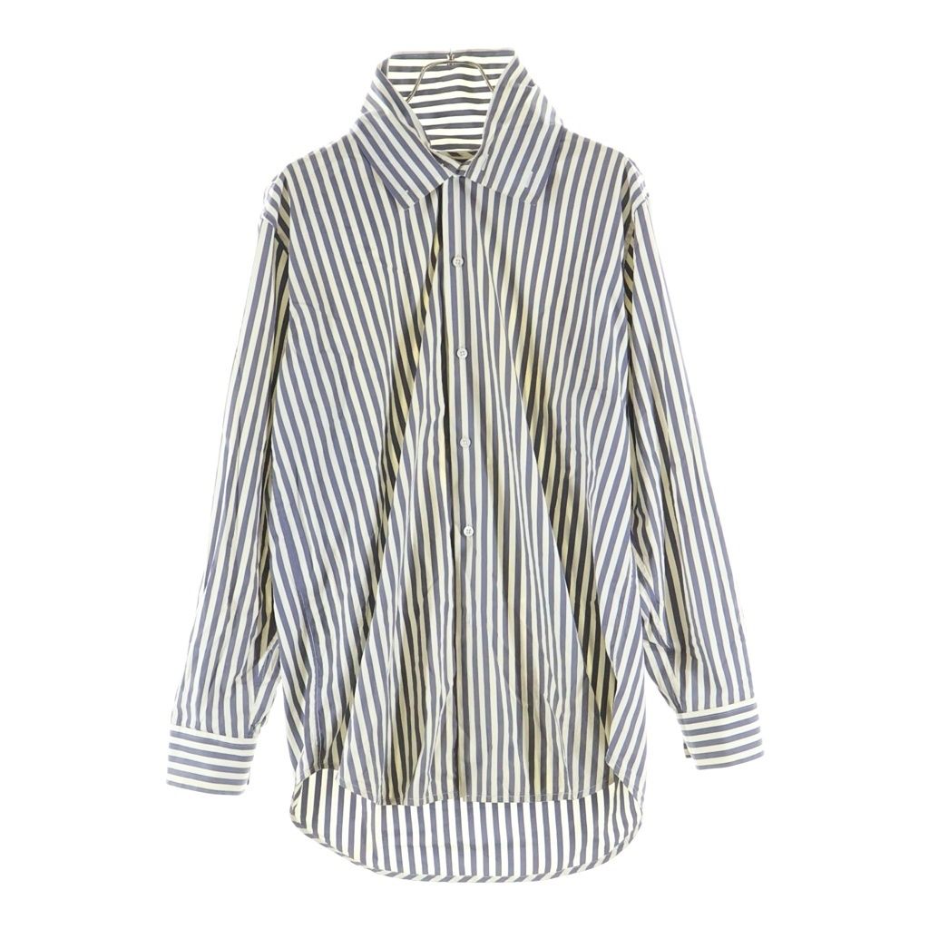 JIL SANDER (ジルサンダー) オーバーサイズ ハイネック ストライプ長袖シャツ ホワイト/ブルー JSMT602827MT24521012 12,856円