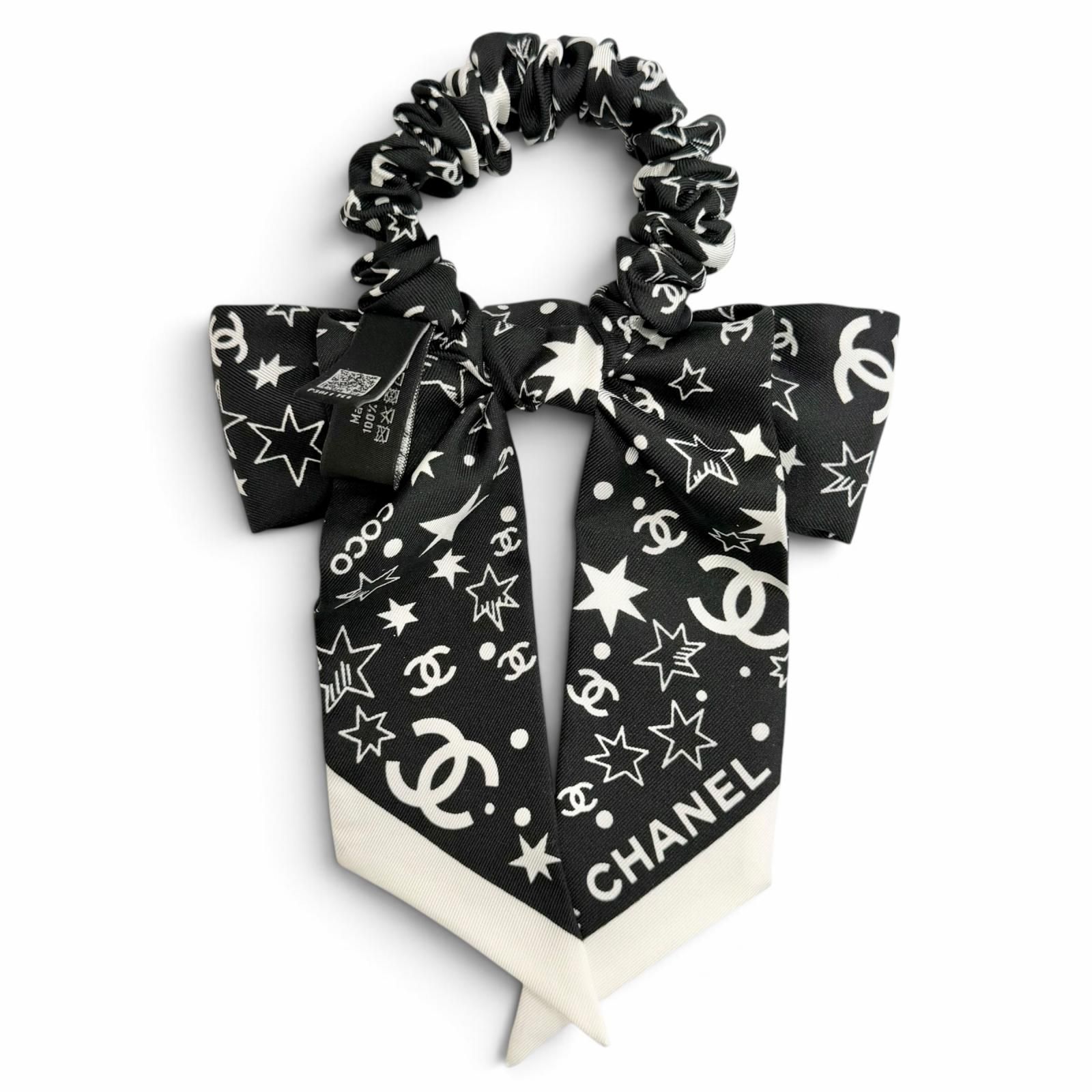 極美品△CHANEL シャネル AAA746 シルク100％ ココマーク ロゴ スター