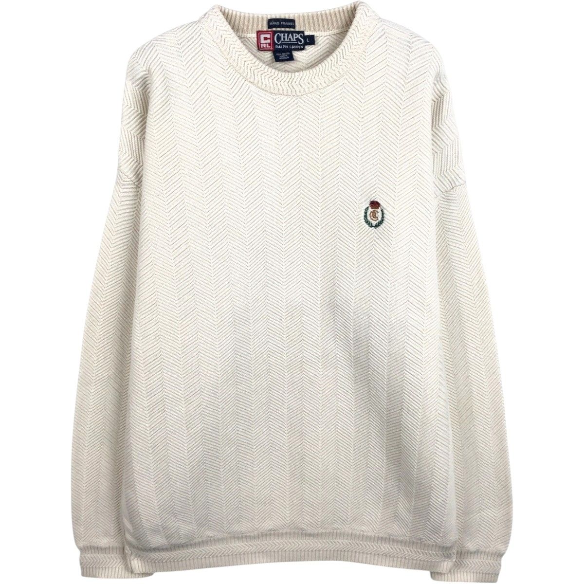 古着 ラルフローレン Ralph Lauren CHAPS チャップス ヘリンボーン コットンニットセーター メンズL相当/eaa678937 7,498円