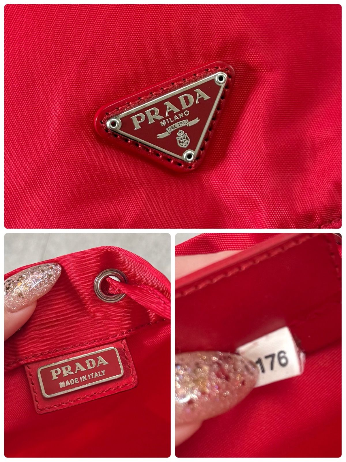 PRADA プラダ 三角ロゴプレート ナイロン 巾着バッグ ハンドバック