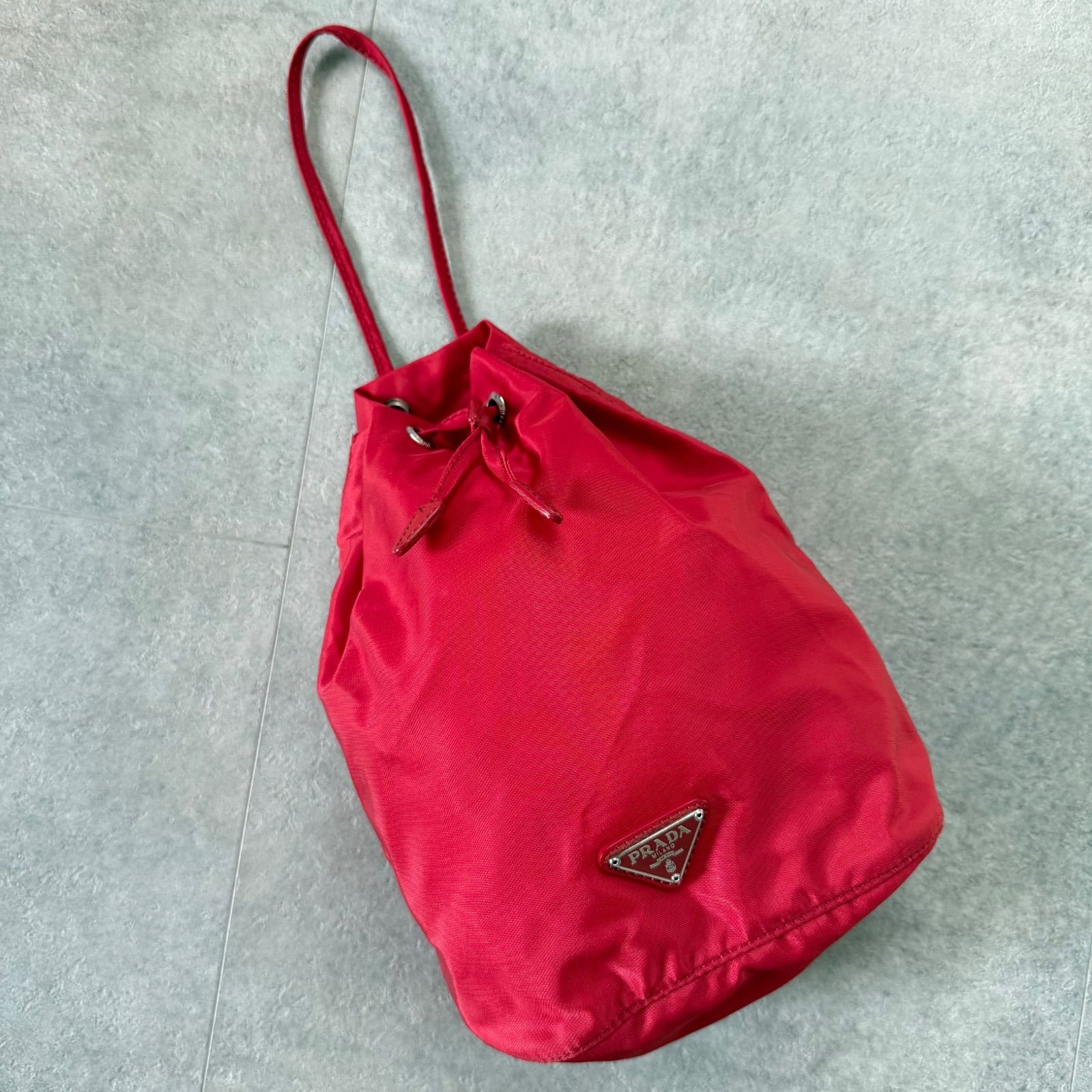PRADA プラダ 三角ロゴプレート ナイロン 巾着バッグ ハンドバック