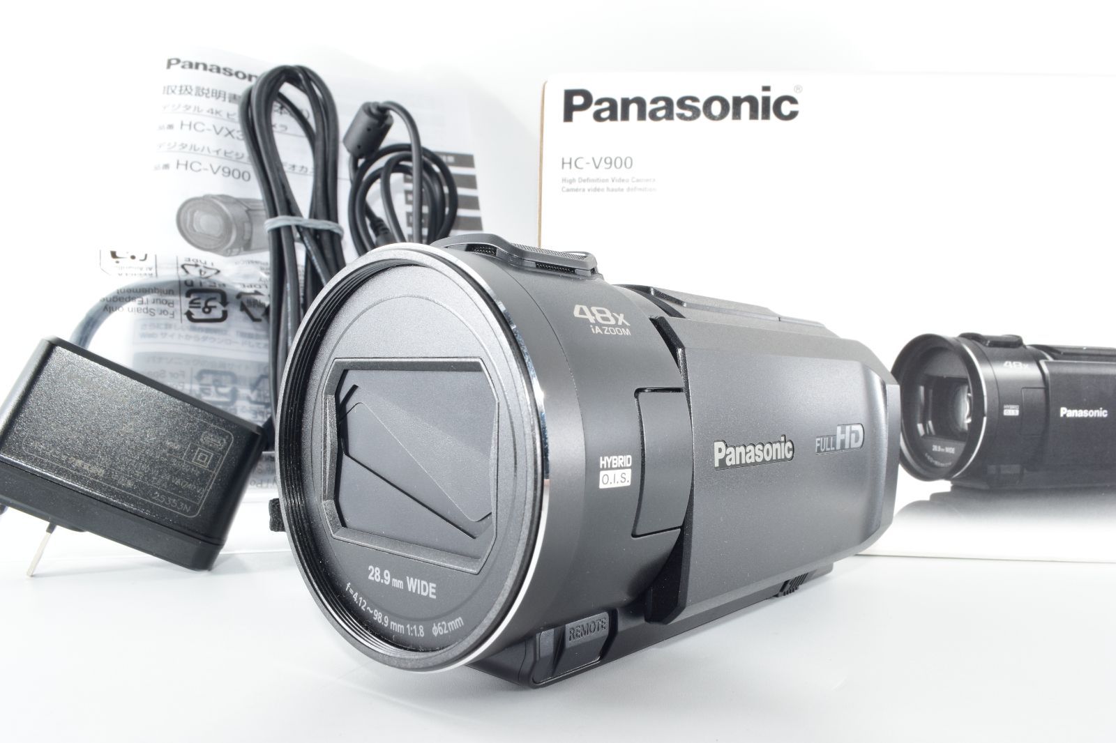 【美品】パナソニック(Panasonic) デジタルハイビジョン ビデオカメラ HC-V900-K 5軸ハイブリッド手振れ補正 光学24倍ズーム ビーズブラック 40,625円
