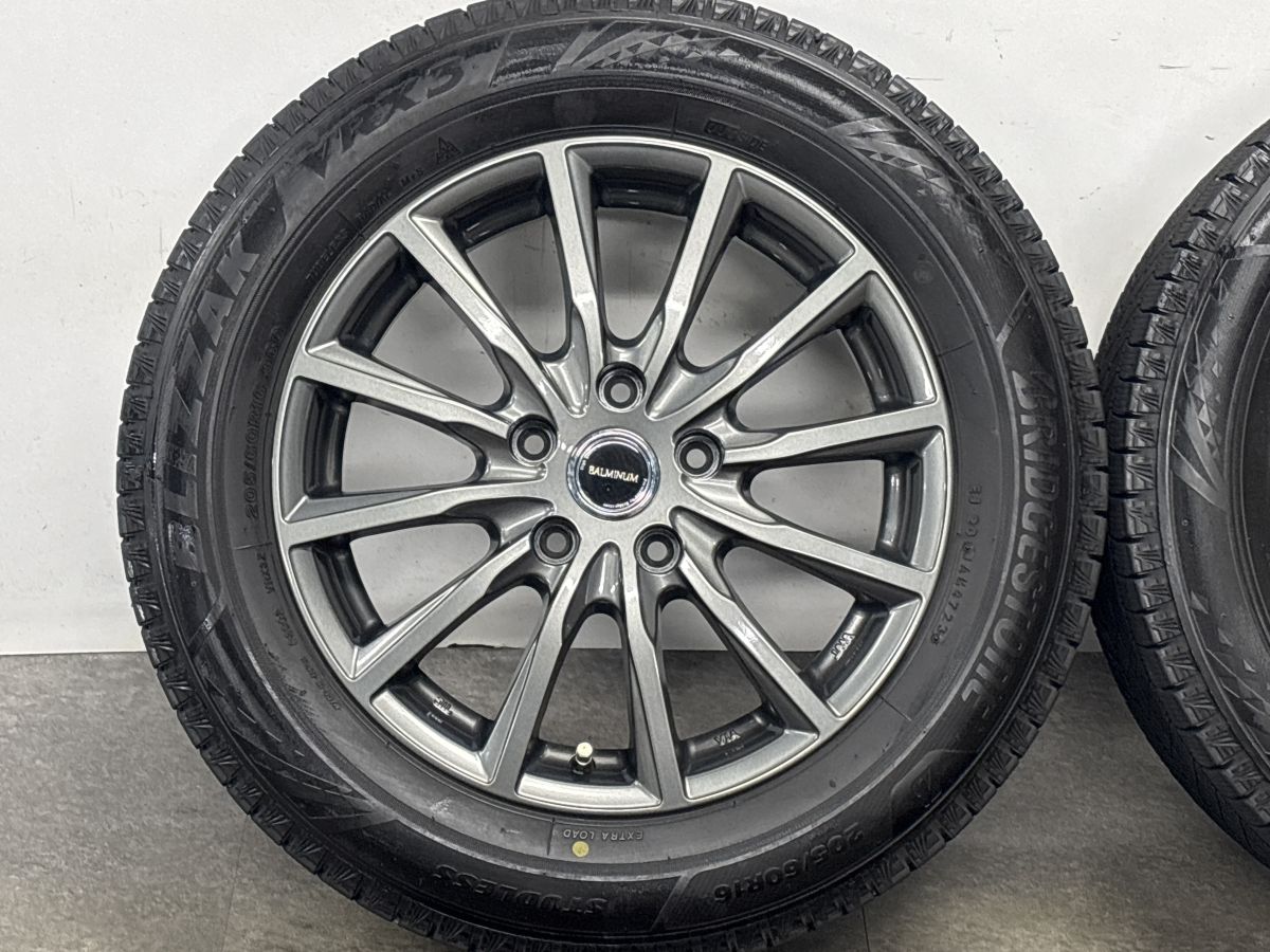バリ溝】バルミナ 16in 6.5J +38 PCD114.3 ブリザックVRX3 205/60R16