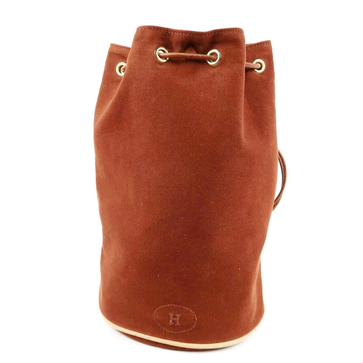 美品】HERMES エルメス ポロションミミルPM 巾着 キャンバス