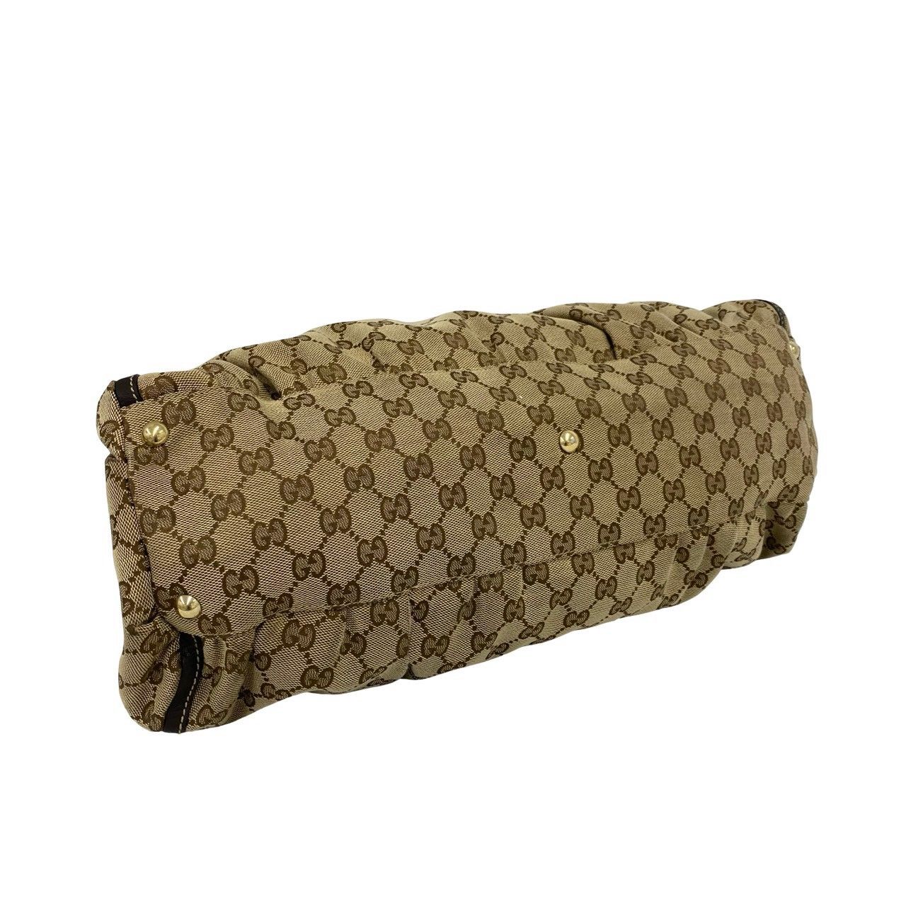 極 美品 GUCCI グッチ ロゴ 金具 GG 柄 キャンバス レザー 本革 トート