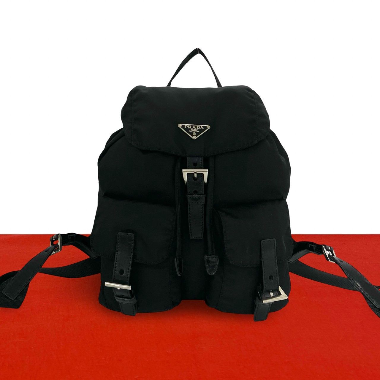 極 美品 PRADA プラダ 三角ロゴ 金具 テスート ポコノ ナイロン レザー