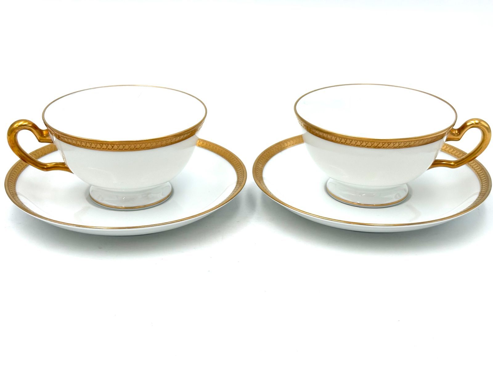 美品】大倉陶園 OKURA 片葉金蝕 カップ＆ソーサー 金彩 2客セット