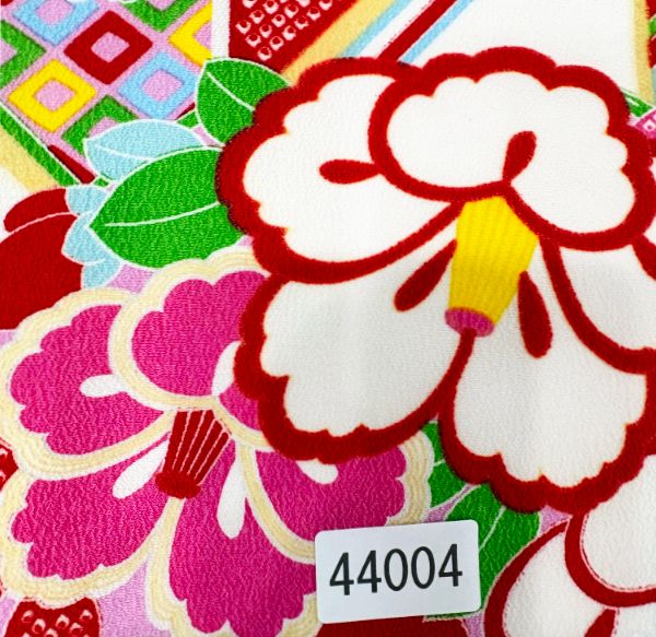 二尺袖 着物 4点セット 長襦袢 帯 白色 百花繚乱 着物丈はショート丈