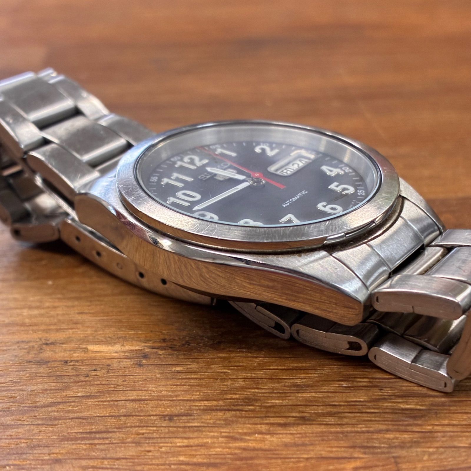 稼動品】SEIKO セイコー5 SEIKO 5 自動巻き(7S26-0420)黒文字盤 裏スケ