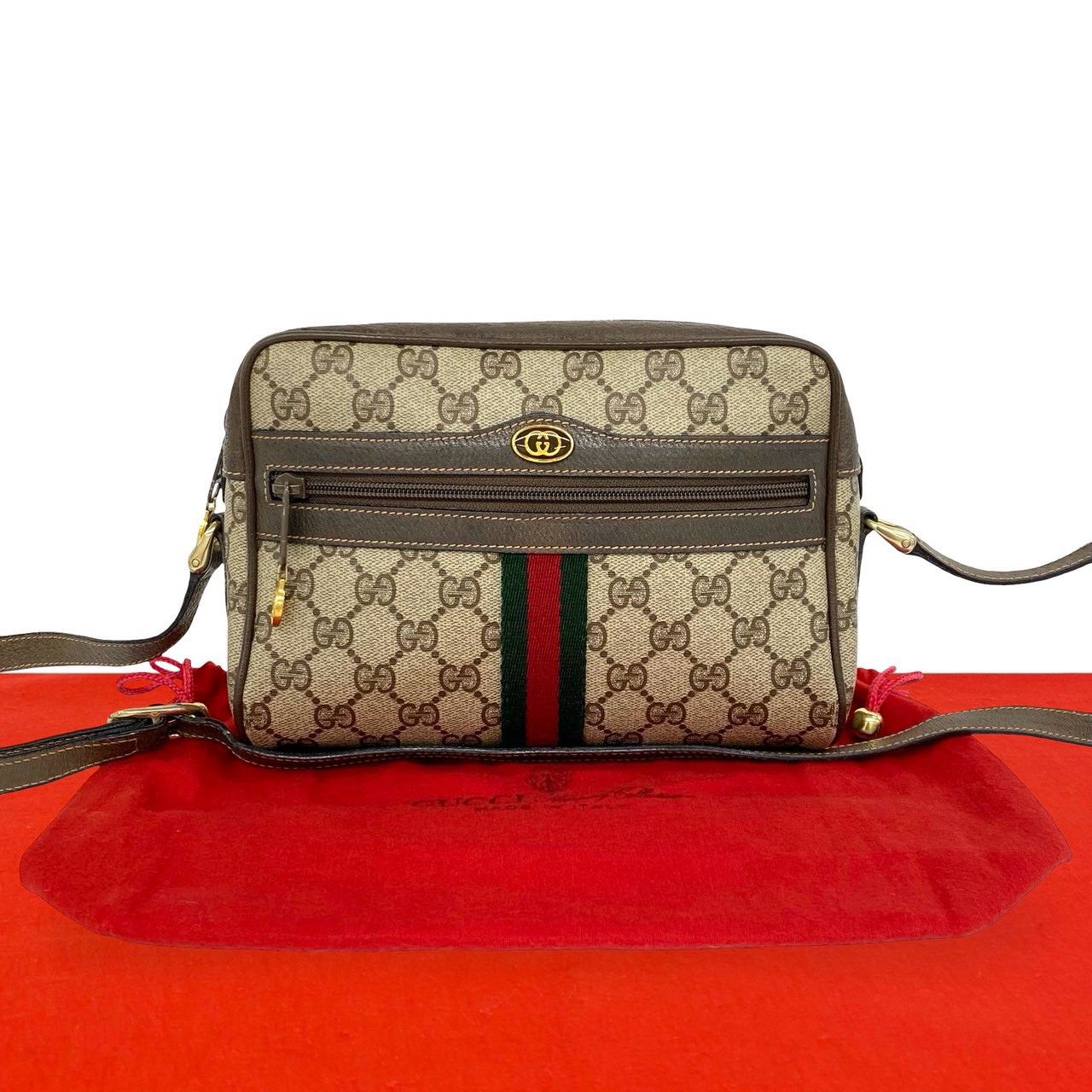 極 美品 袋付き GUCCI グッチ ヴィンテージ シェリーライン GG ロゴ
