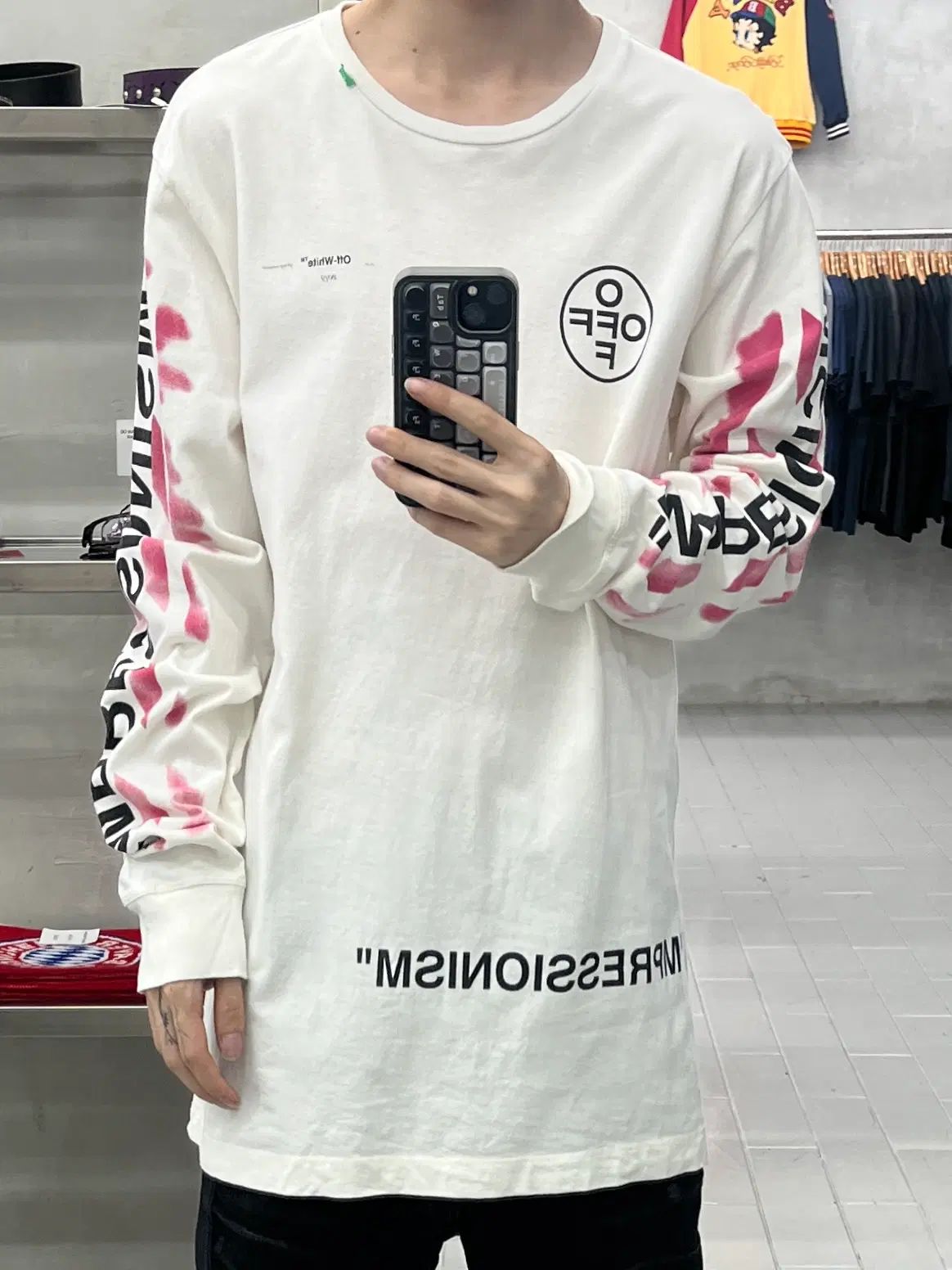 (L) オフホワイト インプレッショニズム ディアグ ステンシル ロングスリーブ Tシャツ 18,451円