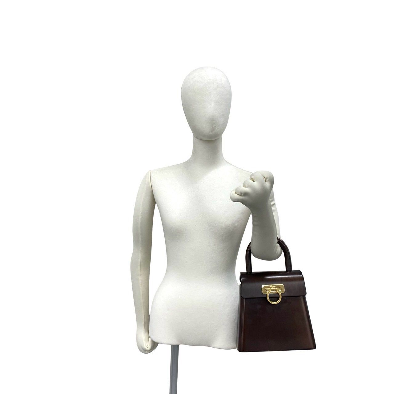 美品　サルヴァトーレフェラガモ　ガンチーニ　ロゴ　ゴールド金具　ブラウン 極 美品 袋付き Salvatore Ferragamo サルヴァトーレフェラガモ