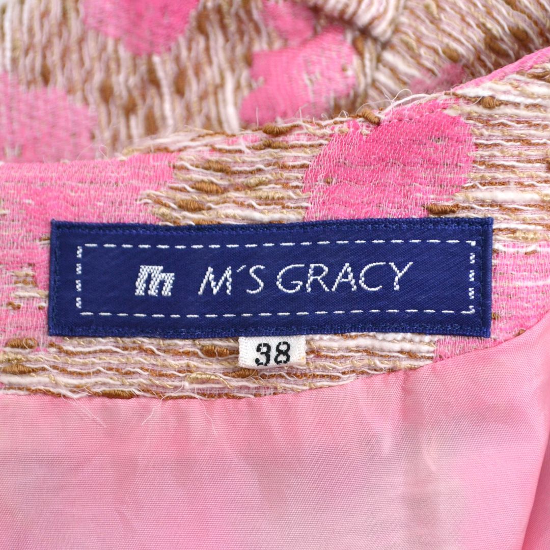 M'S GRACYエムズグレイシー バックリボン フラワージャガード 半袖