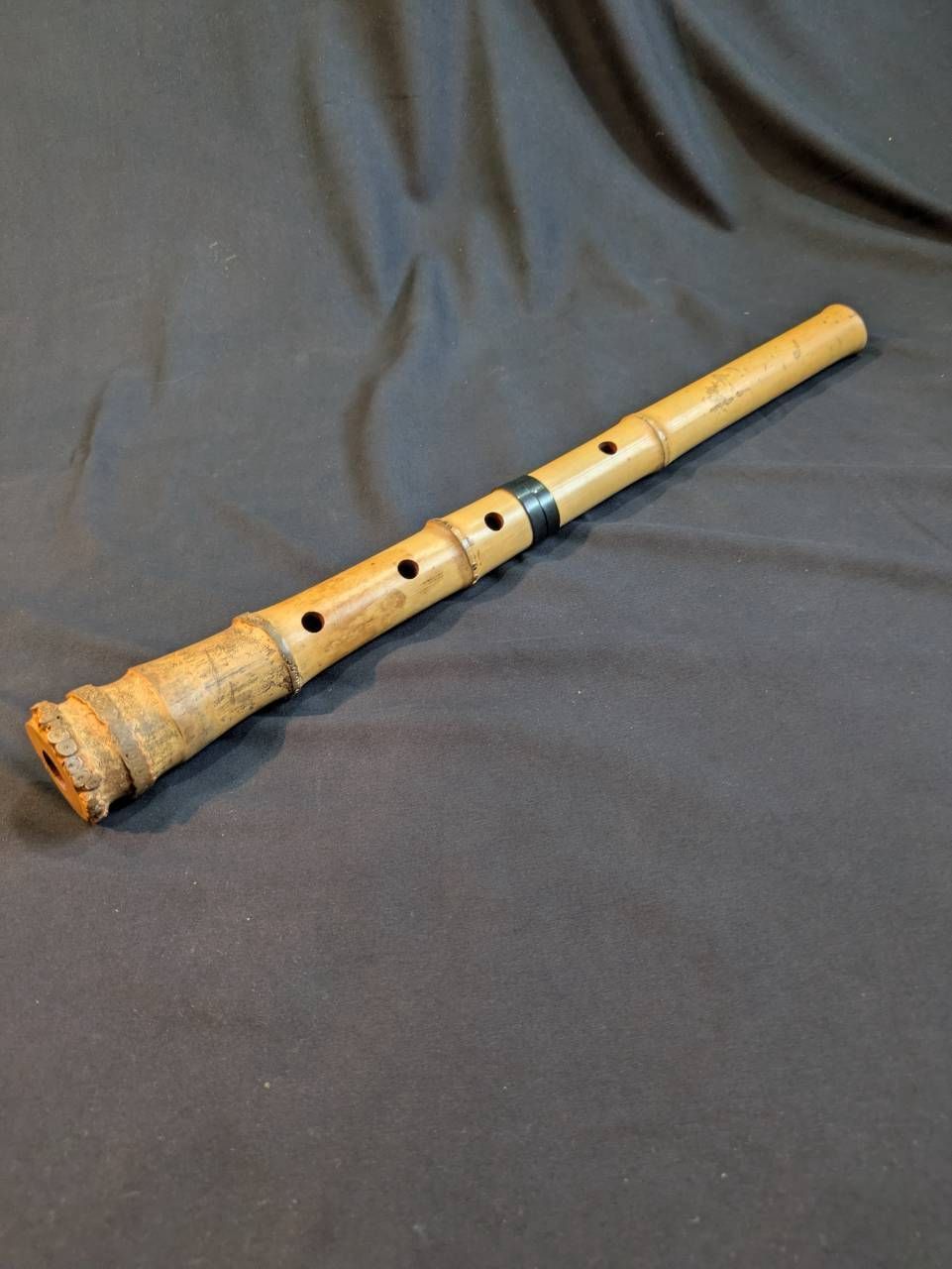 G）アンティーク 尺八 竹製 和楽器 レトロ 竹菅楽器 6本セット 和楽器 尺八 約54.5cm 1尺8寸 中継ぎ 2分割 竹製 5穴 根付 管楽器
