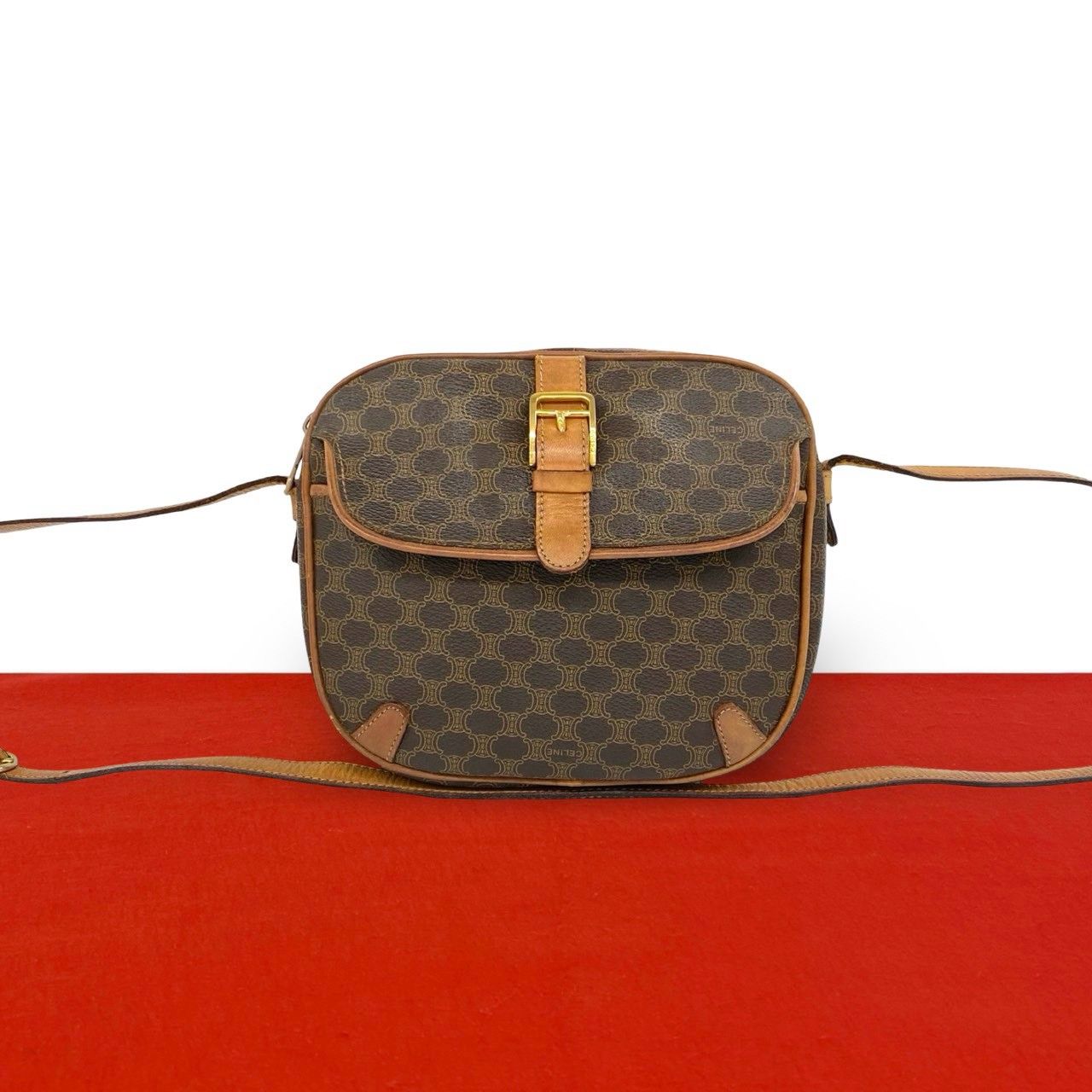極 美品 CELINE セリーヌ ヴィンテージ マカダム ブラゾン 柄 レザー