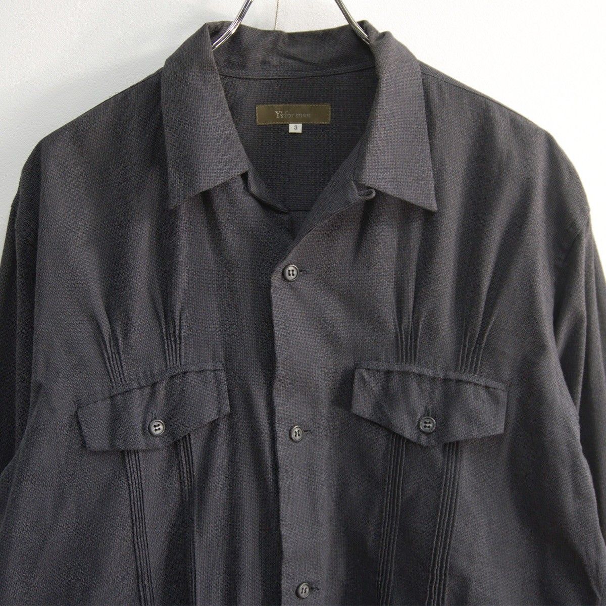 美品】Y's for men【デザイン オープンカラー シャツ 】3 YOHJI