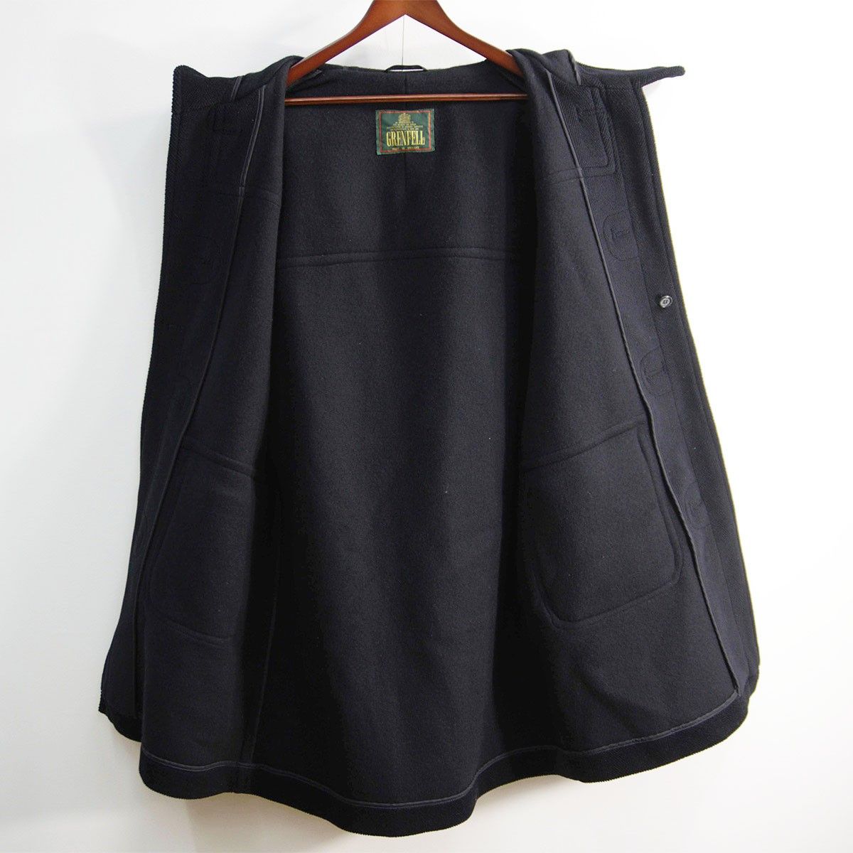 美品】GRENFELL【ヘリンボーン ダッフルコート】38 ブラック