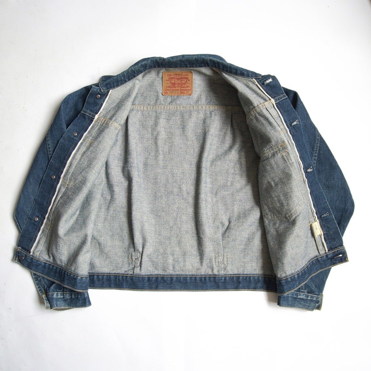 【91年製】リーバイス70502 XX 1st 復刻 J02 40 真紺 日本製 雰囲気抜群/濃紺】 LEVI'S 【 70502XX ビッグE デニムジャケット 】40