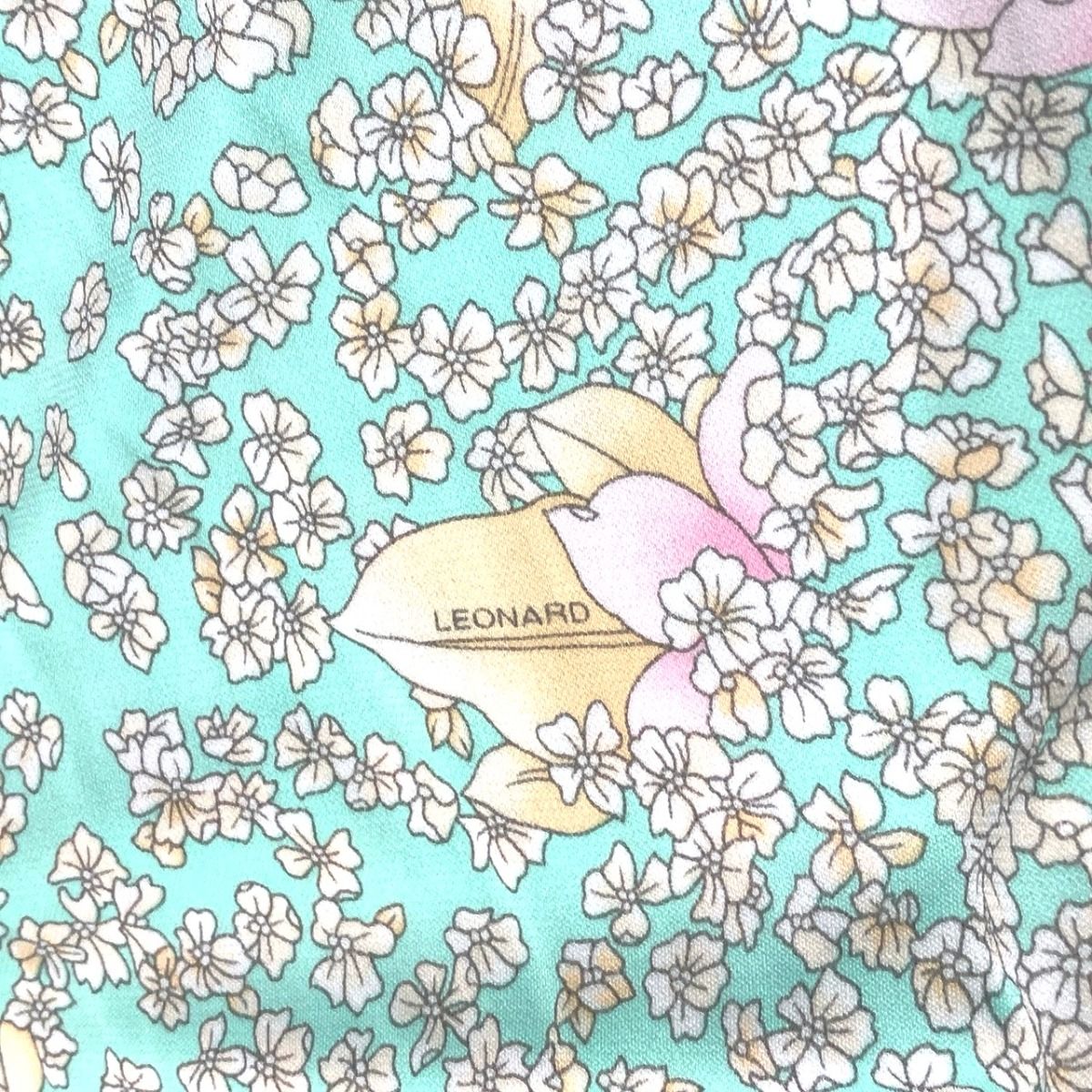 LEONARD レオナール 花柄ノースリーブ ワンピース LL コットン100％ レオナール LEONARD ノースリーブ ワンピース 花柄 トップス