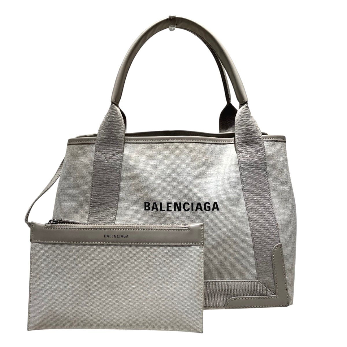 バレンシアガ BALENCIAGA ネイビーカバスS ハンドバッグ キャンバス