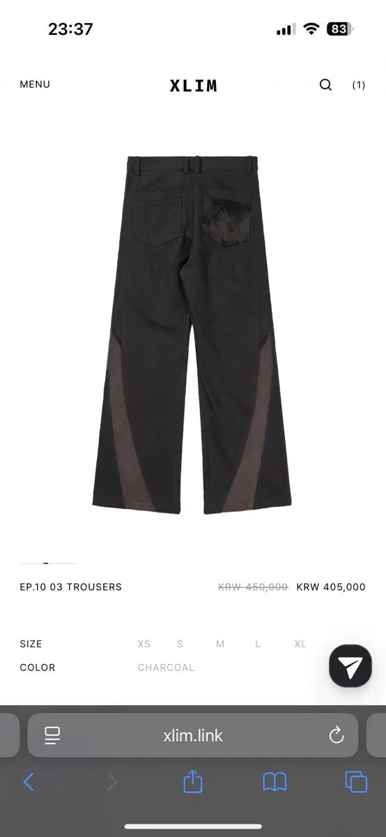 S) XLIM(エクスリム) Xlim EP 10 03 TROUSERS CHARCOAL 50,067円