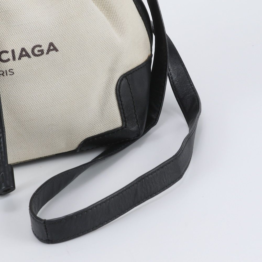 美品 バレンシアガ ネイビー バケット 409000 レザー ショルダーバッグ