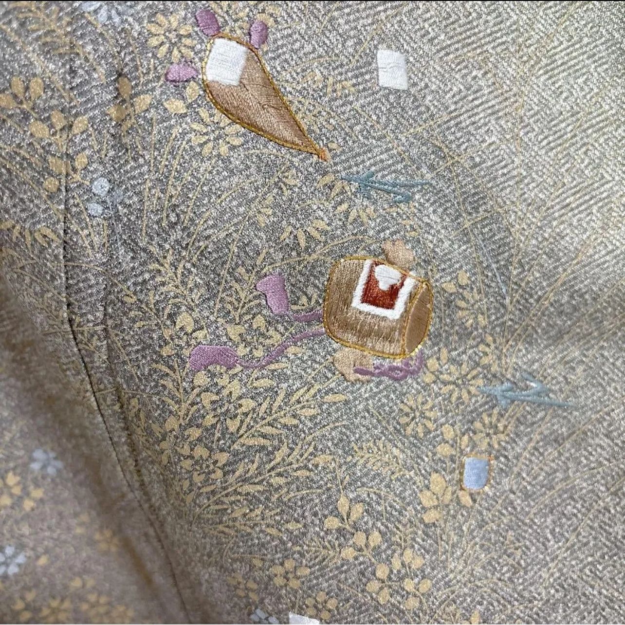 蘇州刺繍 総刺繍 訪問着 フルセット 4点 正絹 袷 紗菱形地紋 紋付 各種