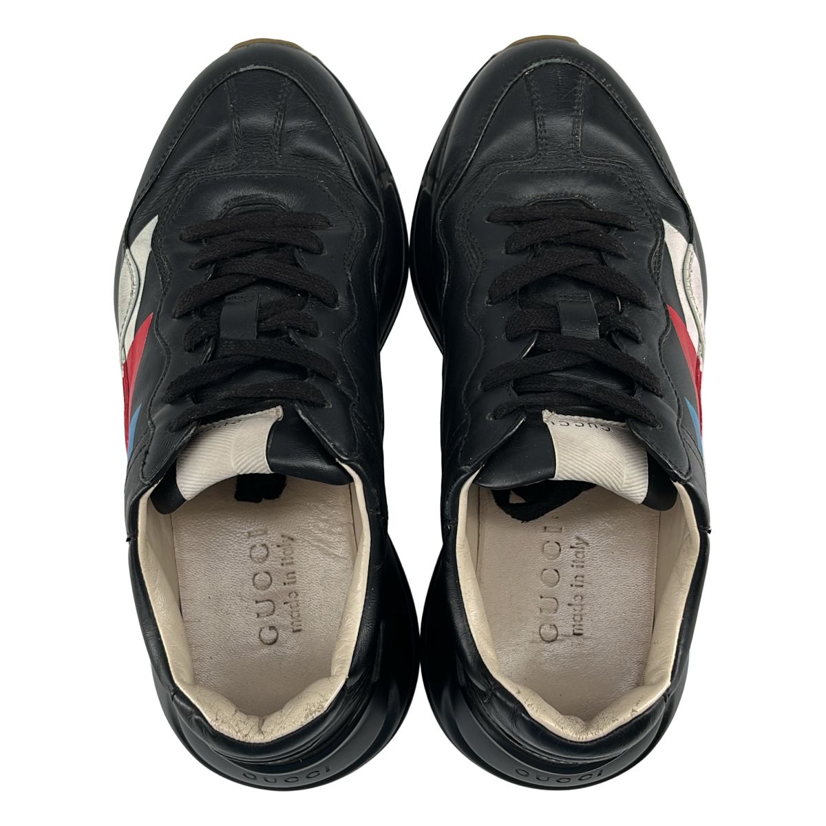 GUCCI / グッチ | RHYTON レザー スニーカー 523535 | 5 | ブラック