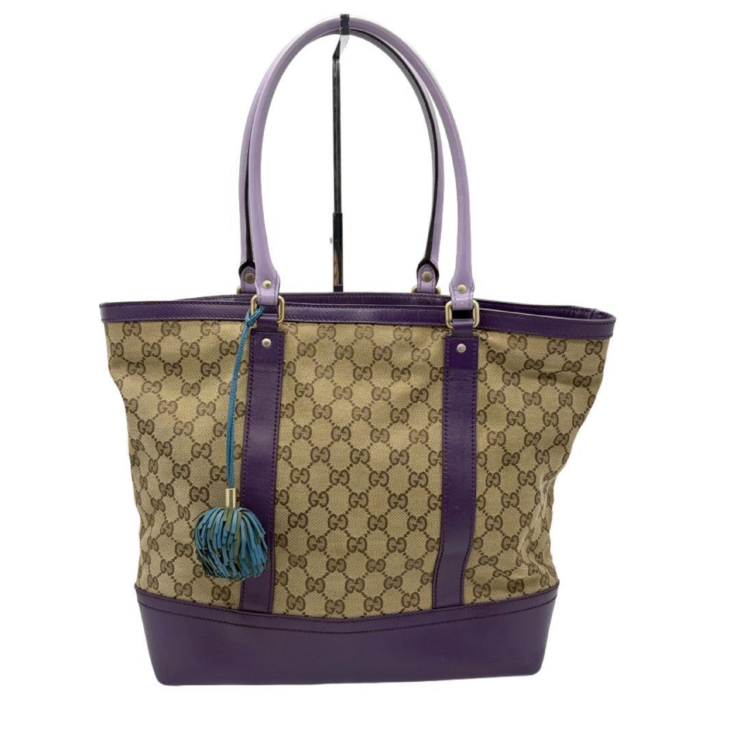 GUCCI グッチ GGキャンバス トートバッグ パープル タッセル付き