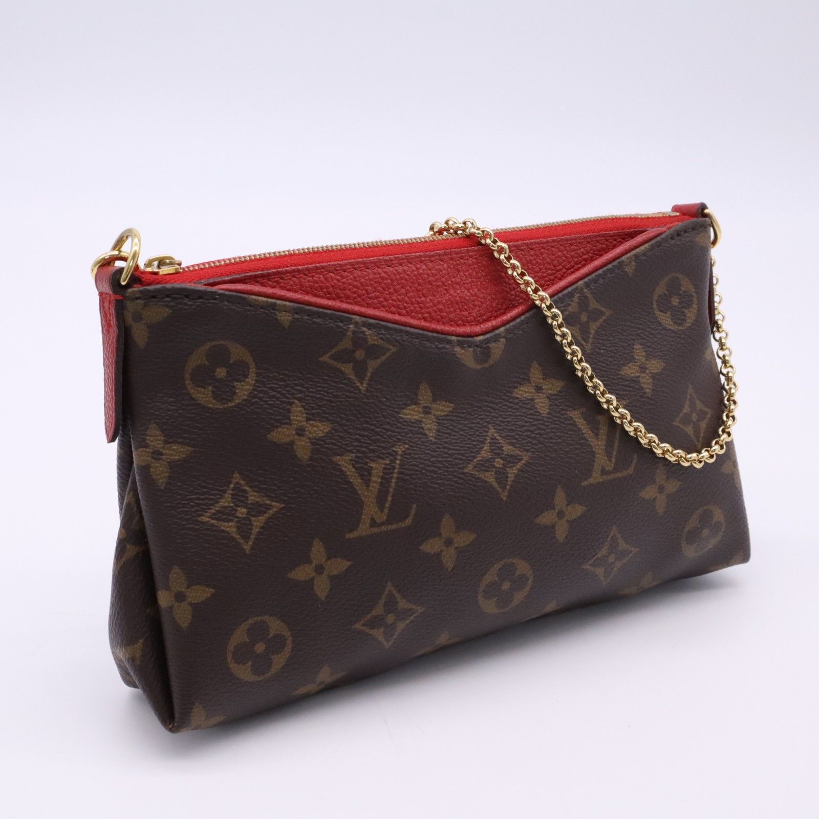 ★3日以内返品可★ LOUIS VUITTON ルイ・ヴィトン モノグラム パラスクラッチ M41638 ハンドバッグ ブラウン ベージュ コーティングキャンバス レザー レディース
