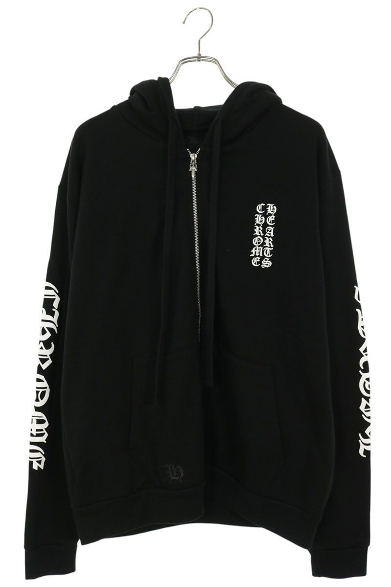 クロムハーツ SWTSHRT HD ZIP 袖ロゴプリントジップアップパーカー メンズ M