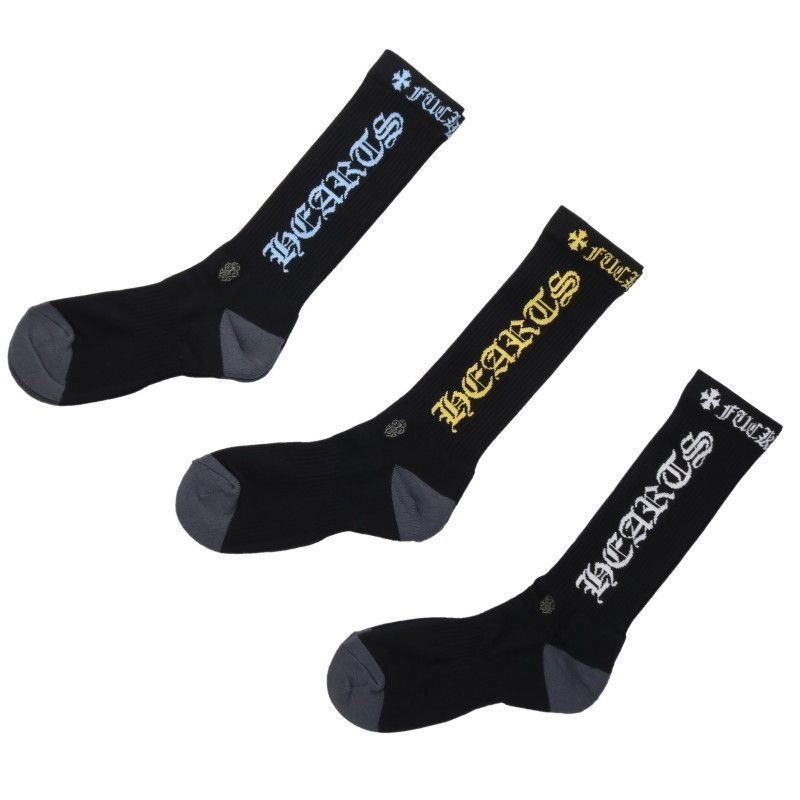 クロムハーツ ソックス SOCKS OLD ENGLISH 文字黄 クロムハーツ OLD ENGLISH SOCKS オールドイングリッシュ3足セット
