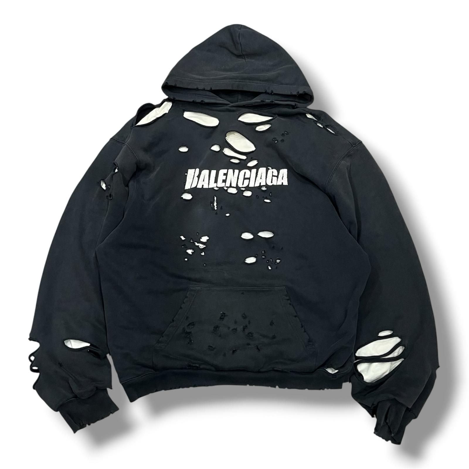 BALENCIAGA Destroyed Hoodie デストロイ ダメージ加工パーカー