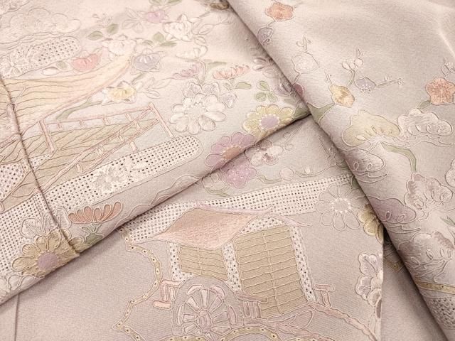 平和屋着物▽中国三大刺繍 スワトウ刺繍 汕頭刺繍 総刺繍 訪問着 風景