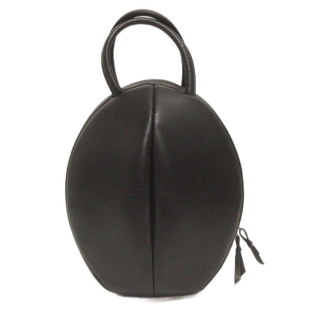 【未使用品】Sybilla シビラ レザー ハンドバッグ ブラック リボン シビラ SYBILLA オーバル ハンドバッグ レザー 立体 黒 ブラック 鞄