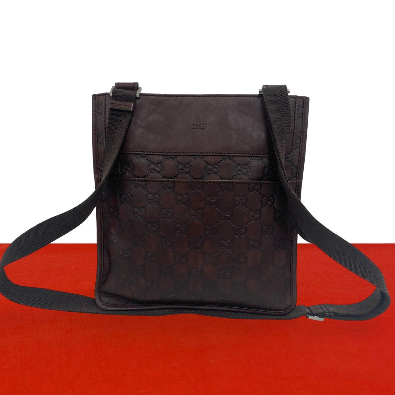 極 美品 GUCCI グッチ シマ ロゴ レザー 本革 ショルダーバッグ