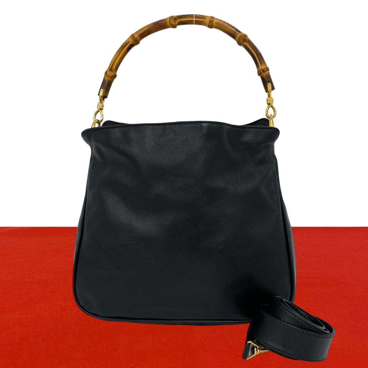 極 美品 GUCCI グッチ オールドグッチ ヴィンテージ バンブー レザー