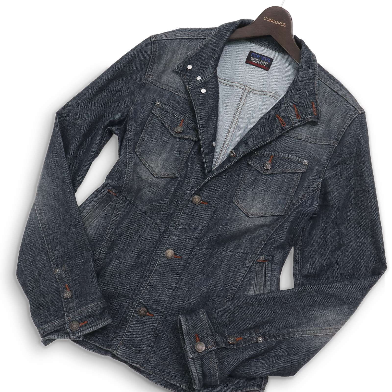 定価2.3万円 ニコルクラブフォーメン デニムジャケット XL 立ち襟 カモフラ NICOLE CLUB FOR MEN ニコルクラブ フォーメン 裏起毛 襟袖ワイヤー