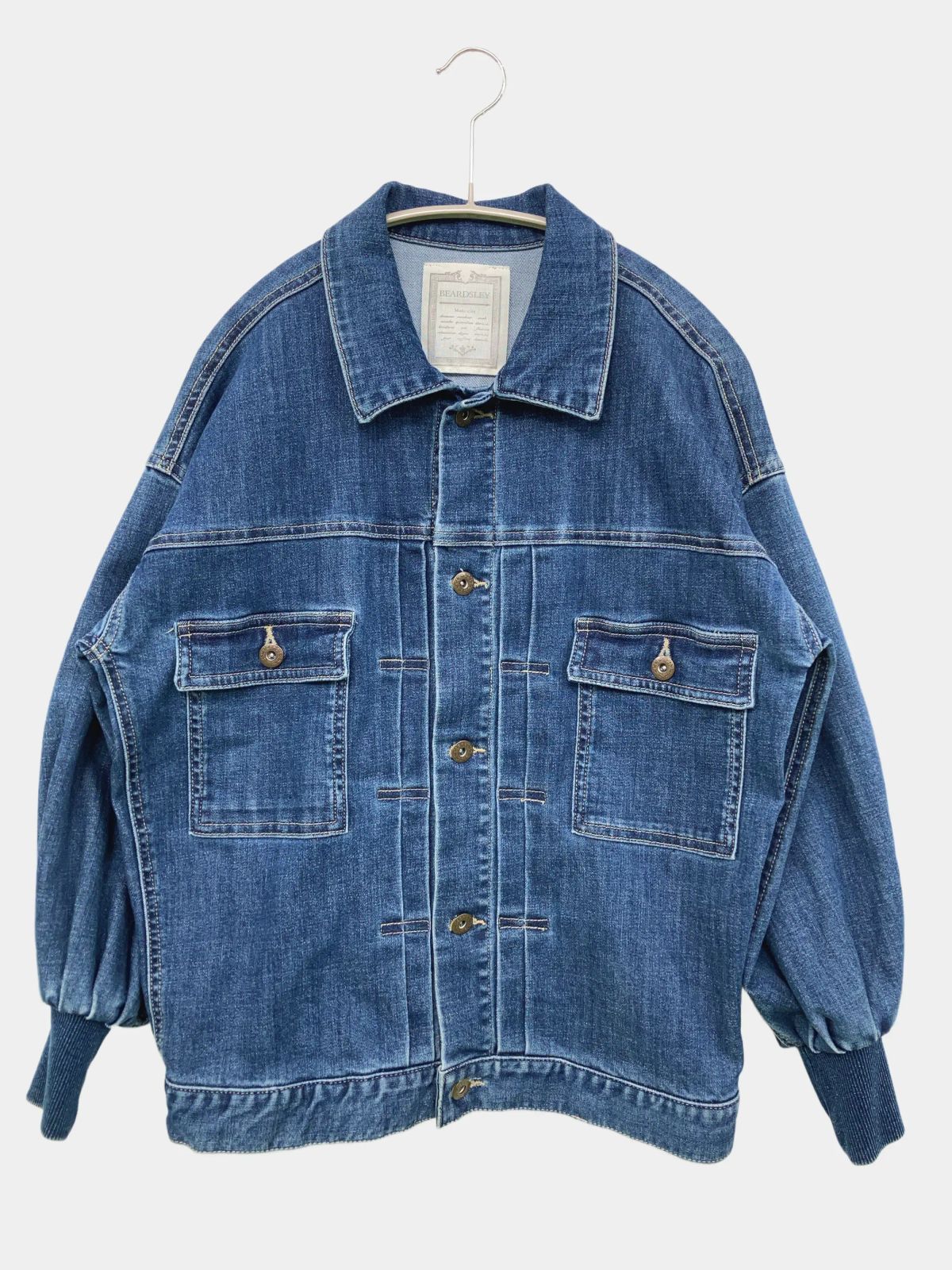 BEARDSLEY デニムジャケット F ネイビー 無地 フードなし ボタン留め