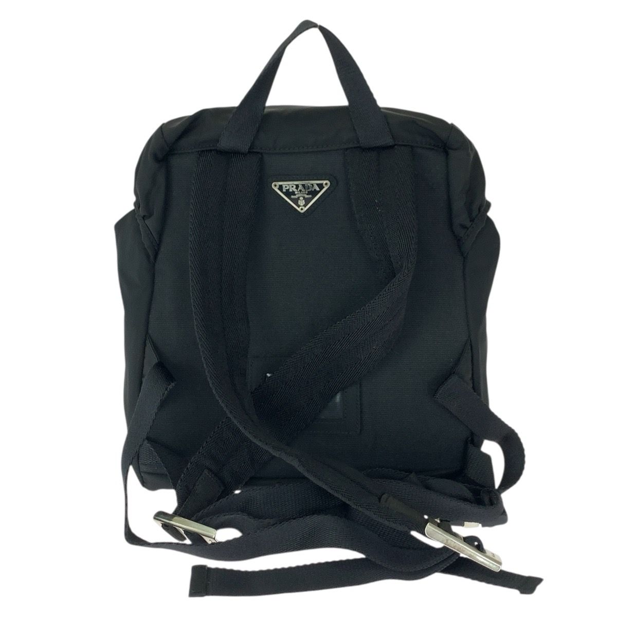 美品 PRADA プラダ テスート 三角ロゴプレート ブラック 黒 シルバー 