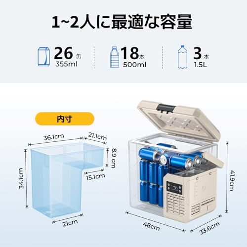 ☆新品☆【アプリ対応可】BougeRV ポータブル冷蔵庫 20L -20℃?20℃ 車載
