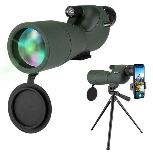 AUGYMER フィールドスコープ 単眼鏡 25-75×60mm 高倍率ズーム FMC 防水 スマホ対応 伸縮三脚付き バードウォッチングpms