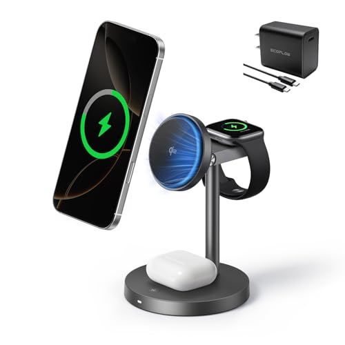 EcoFlow RAPID Mag 3-in-1 ワイヤレス充電ステーション（スタンド型）Qi2 Magsafe充電器 ワイヤレス充電対応 スタンド型 3台同時充電 MagSafe対応 コンパクト設計 角度調整可能 過熱防止 iPhone/Apple Wpms 12,082円