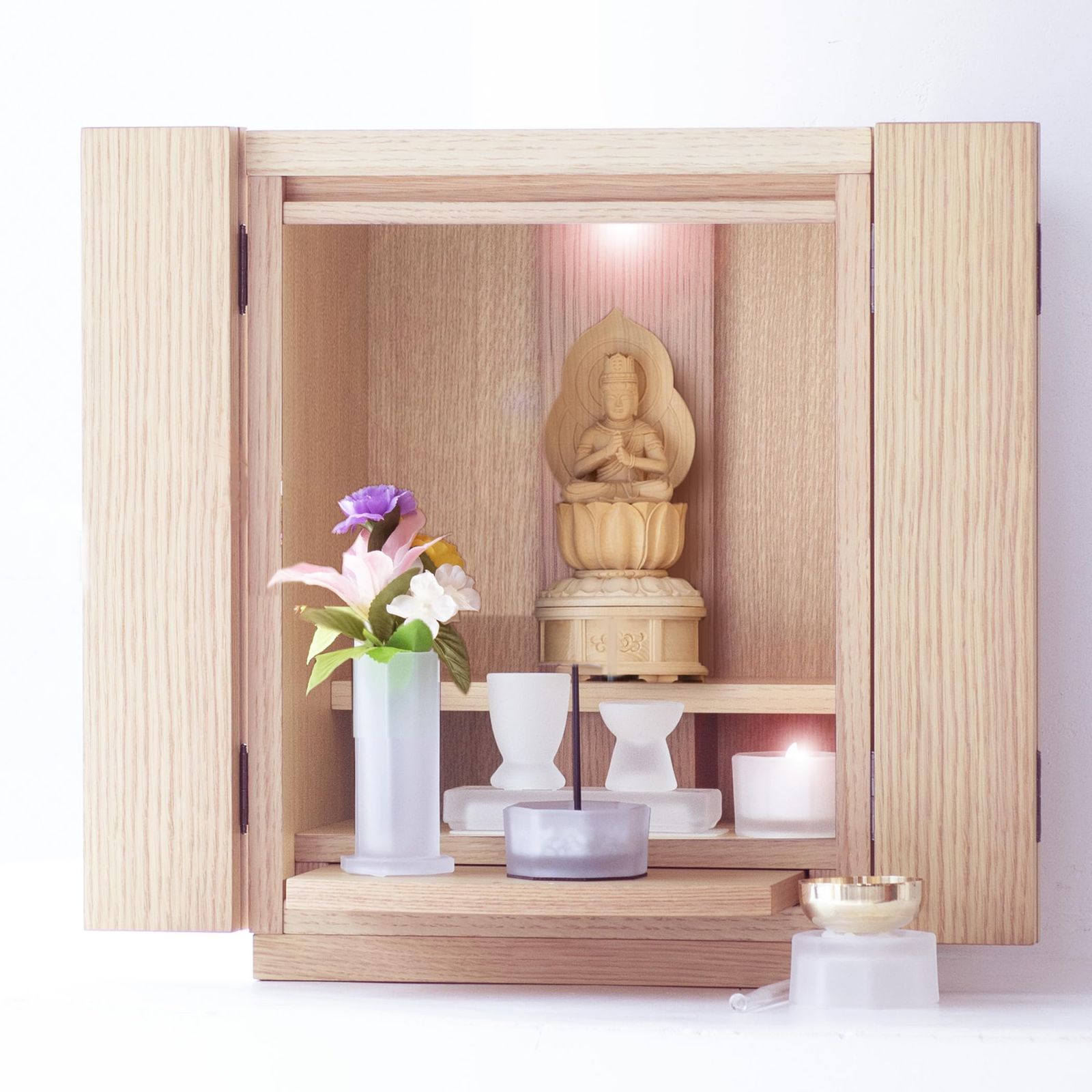【新品】【仏壇・仏具 セット】仏壇 仏具セット 高さ 47.5cm × 幅 35.4cm × 奥行 27.0cm【創業65年 完全オリジナル仏壇】【取り扱い説明書付】現代仏壇 ミニ仏壇 モダン仏壇 家具調仏壇 全てのご宗派対応【お仏壇Te t e6dce1b2