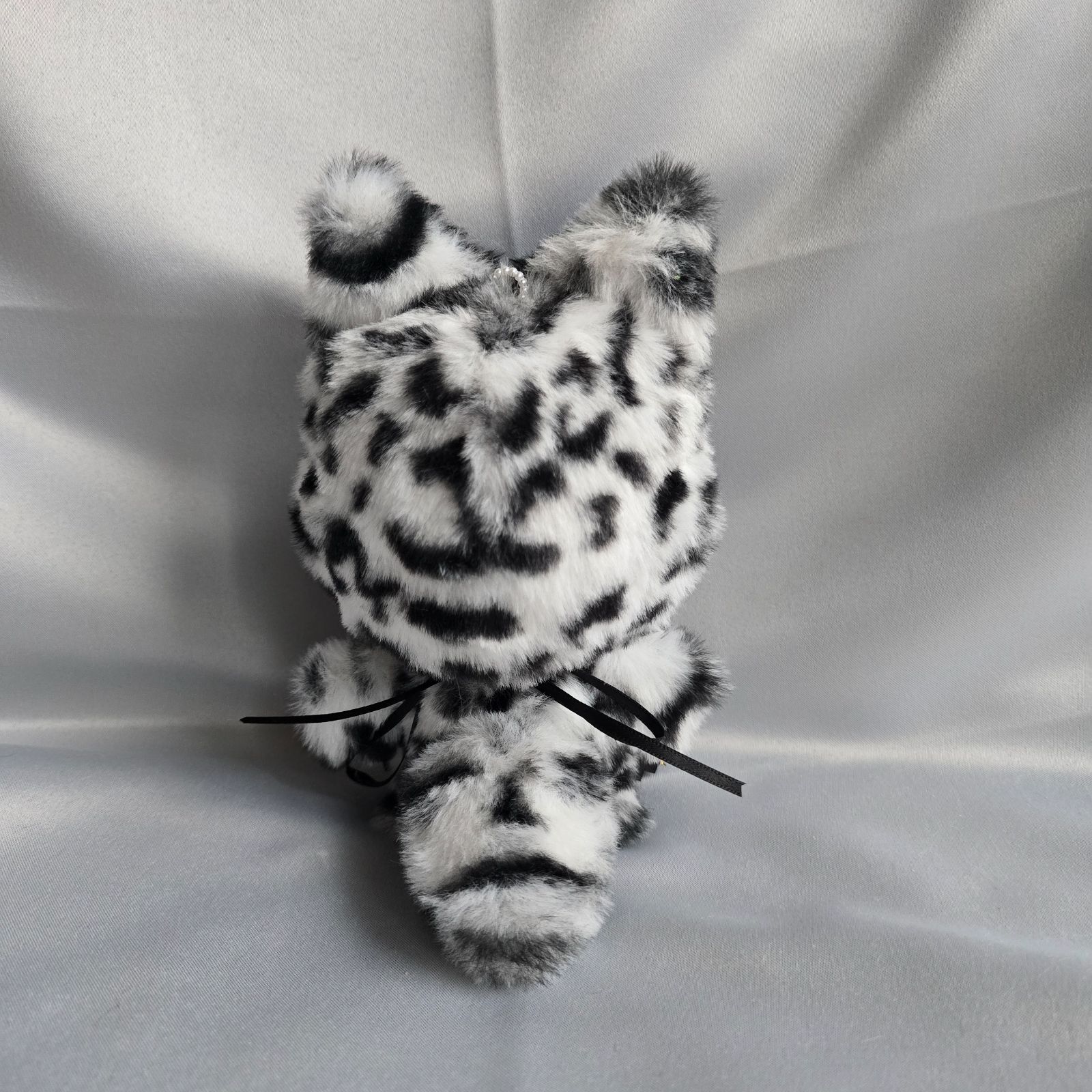ちびぐるみ ぬい服 11cm 着ぐるみ ねこ 白豹柄黒(内耳 黒) しっぽ付