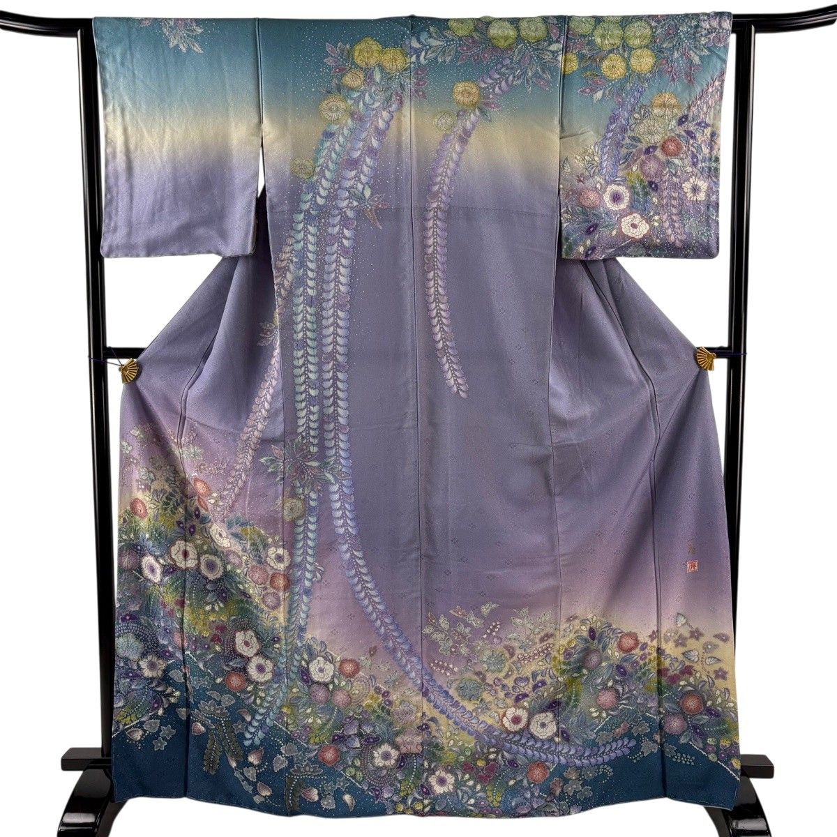 訪問着 身丈166.5cm 裄丈62cm S 袷 吉乃一廉 落款 辻が花 銀通し
